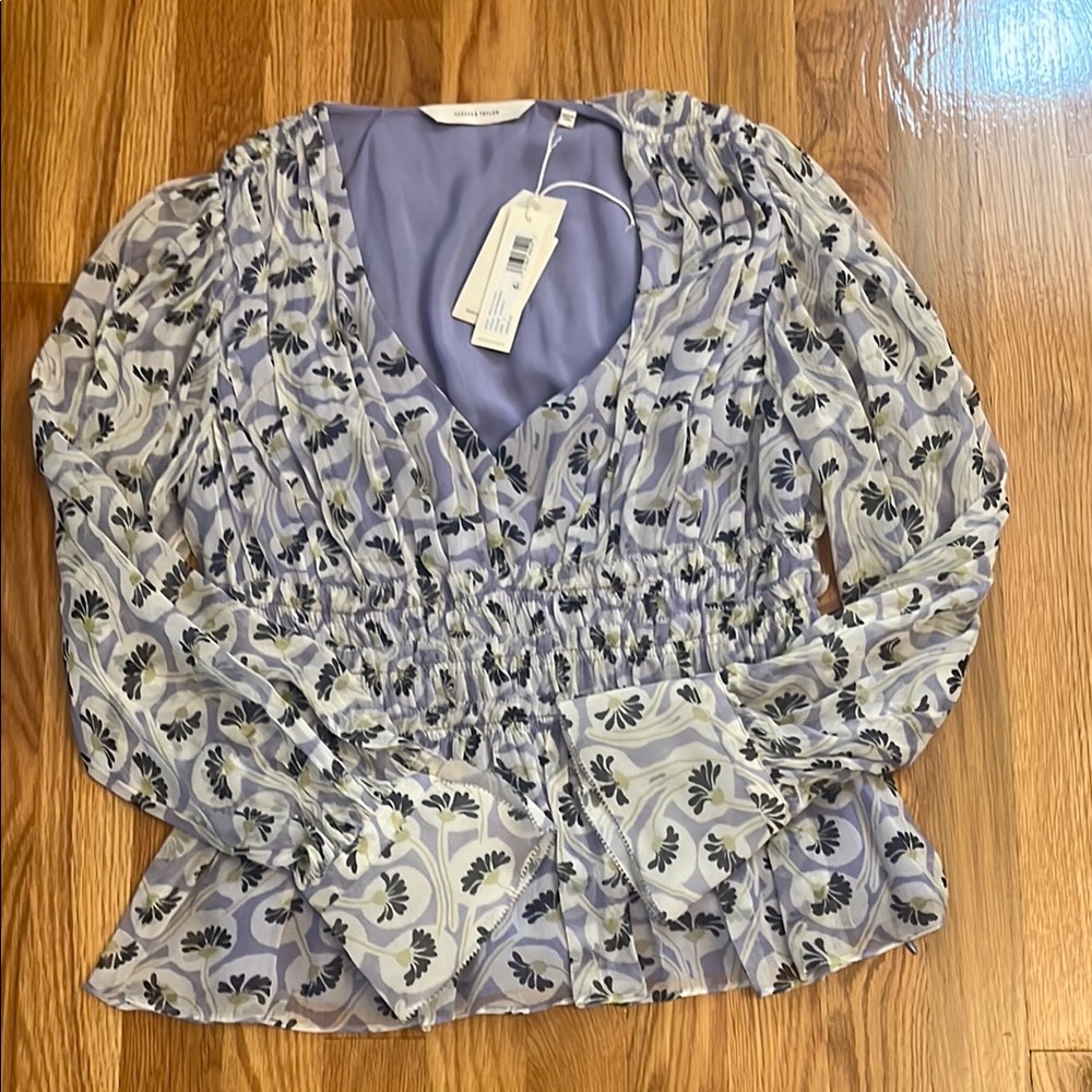Rebecca Taylor V-Neck Ruched Blouse